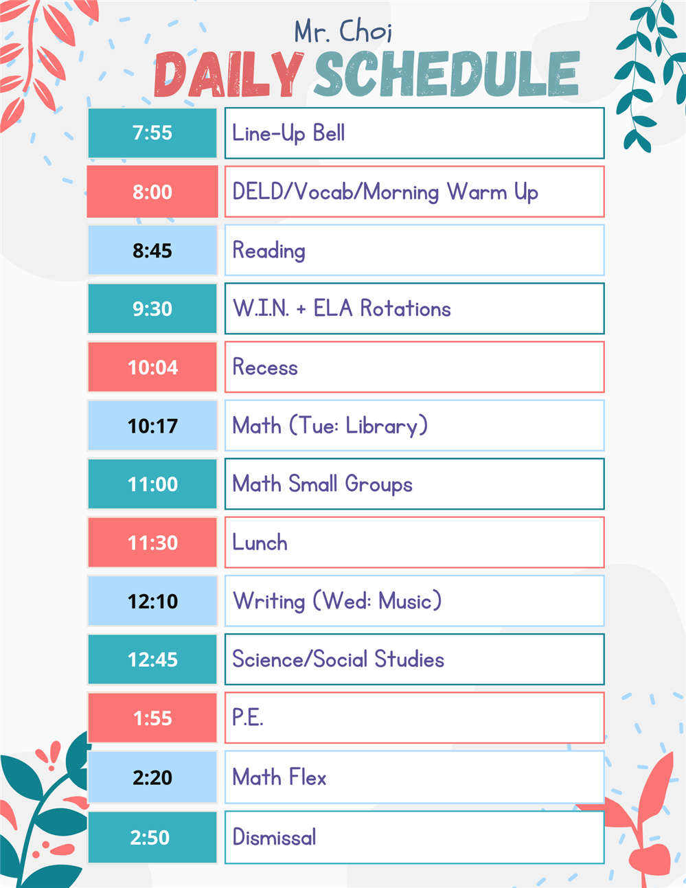 Daily Schedule